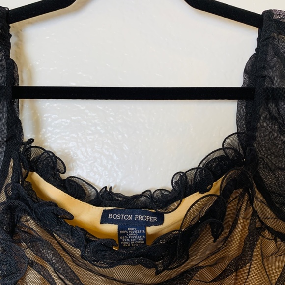 Boston Proper Nude Black Sheer Top Medium WhimsiGoth Fairycore Witchy Stretchy - Picture 3 of 15